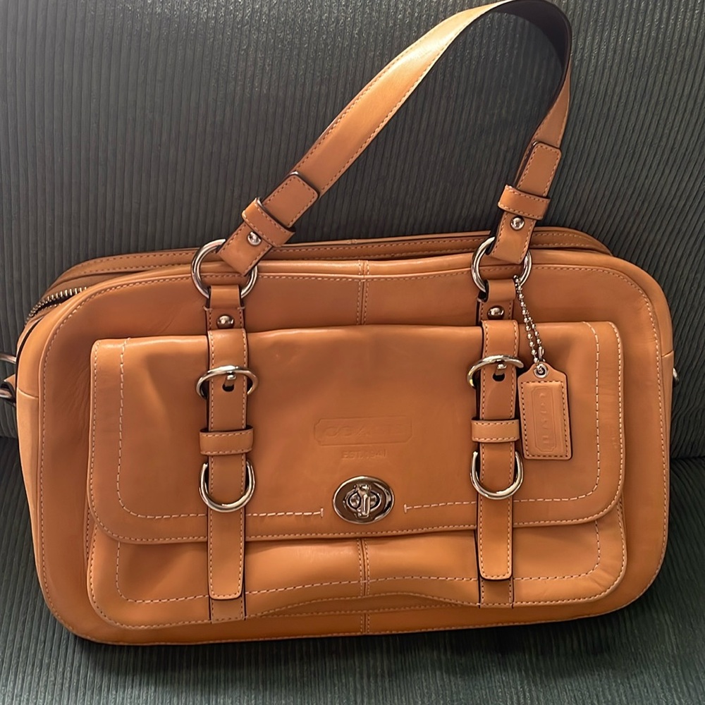 Coach tan satchel crossbody
